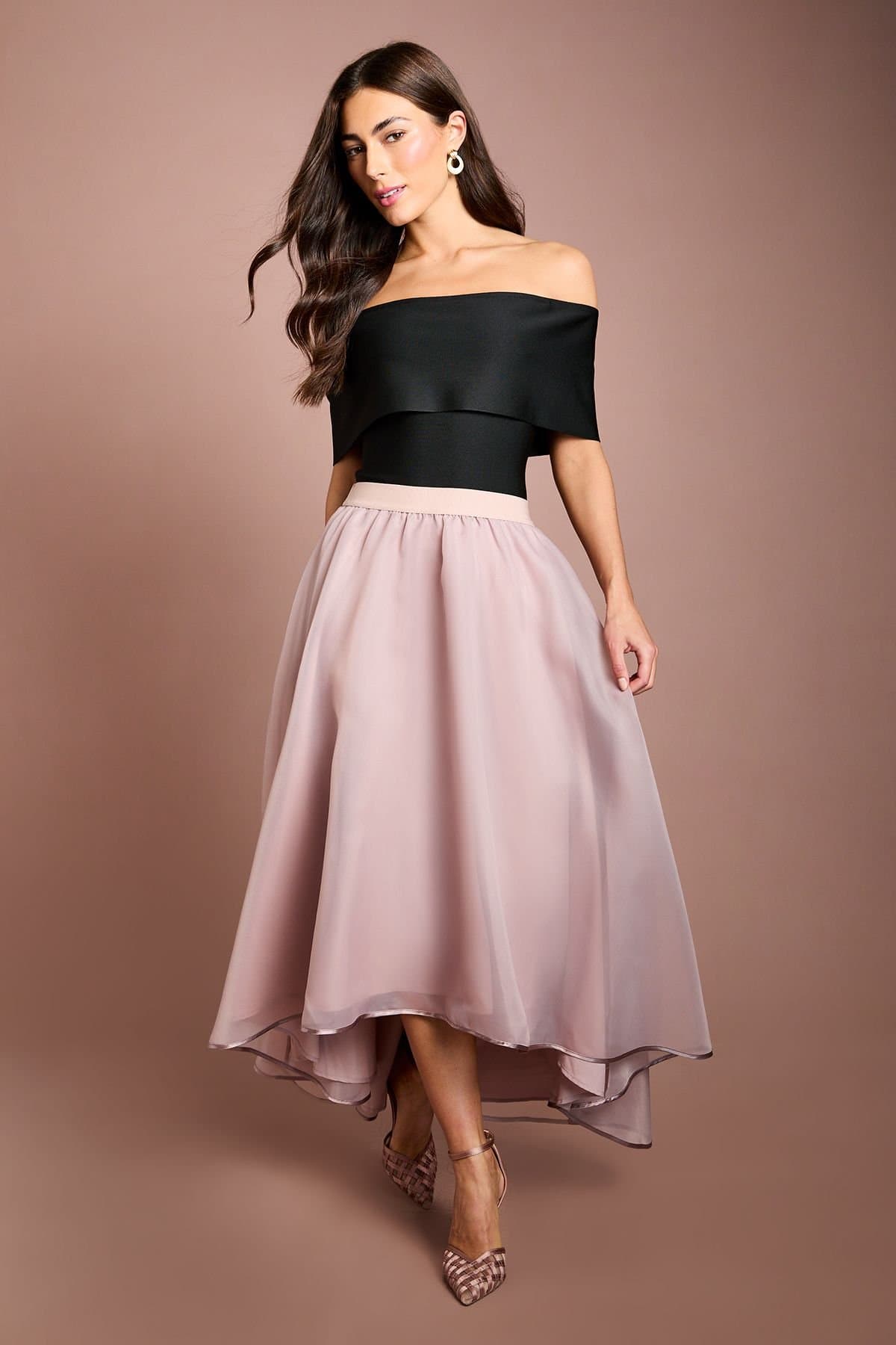 Coast Coast Women's Hi Lo Organza Skirt in Mink