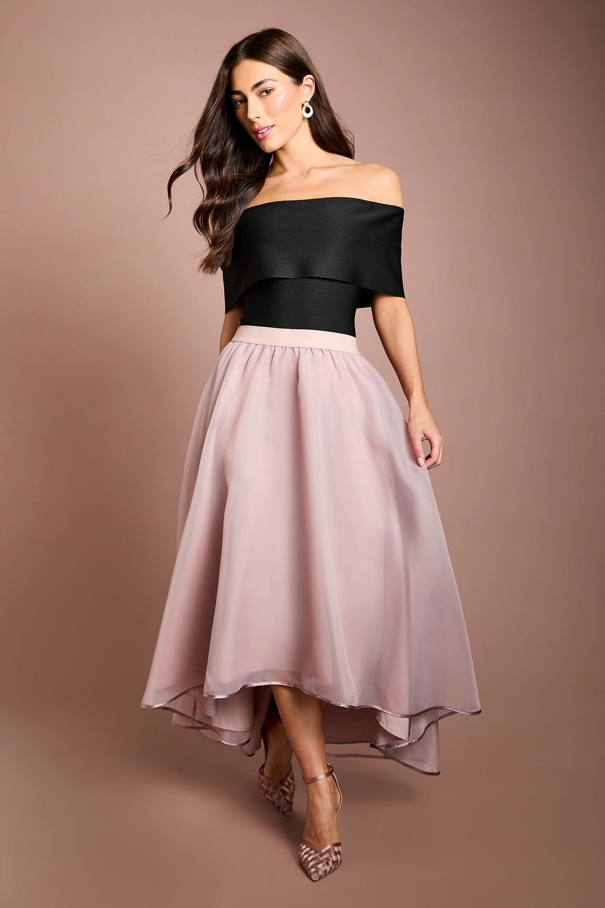 Coast Women's Hi Lo Organza Skirt in Mink