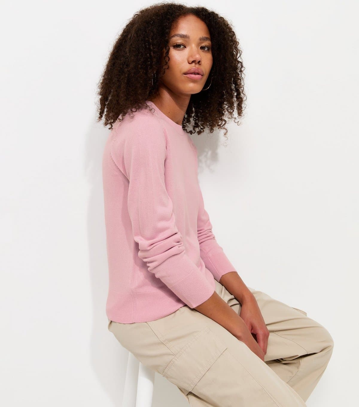 New Look Women's Light Pink Knitted Round Neck Jumper New Look