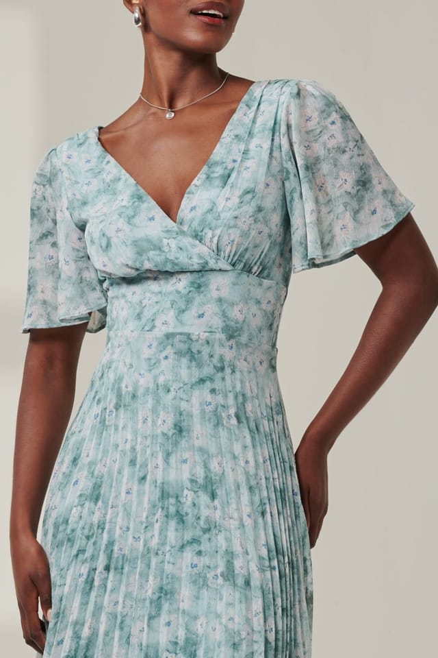 Jolie Moi Jolie Moi Women's Chelsea Pleated Chiffon Dip Hem Maxi Dre in Light Blue - 3