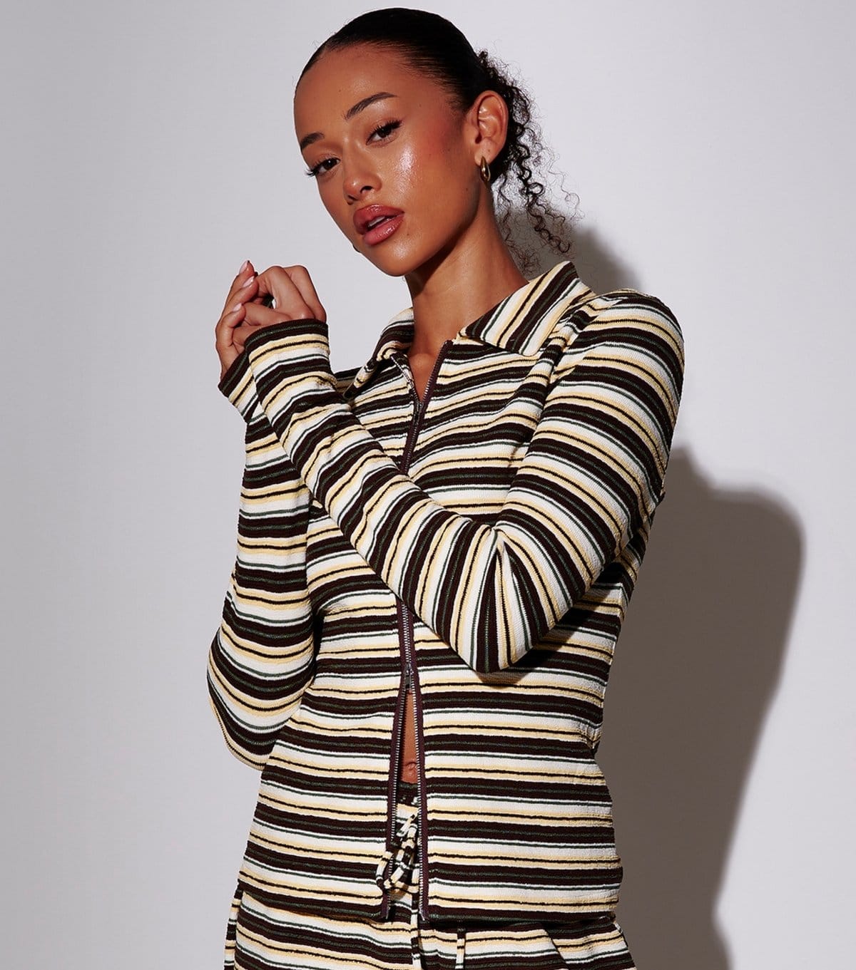 South Beach Women's Black Towelling Stripe Zip Through Top South Beach New Look - 4