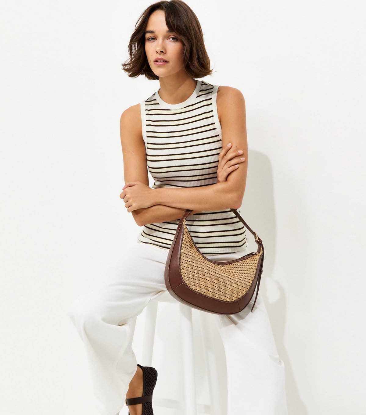New Look Yellow Striped Cotton-Rich Ribbed Tank Top