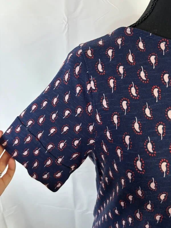 Boden Boden Navy Paisley Print Short Sleeve Cotton Dress Size UK 14