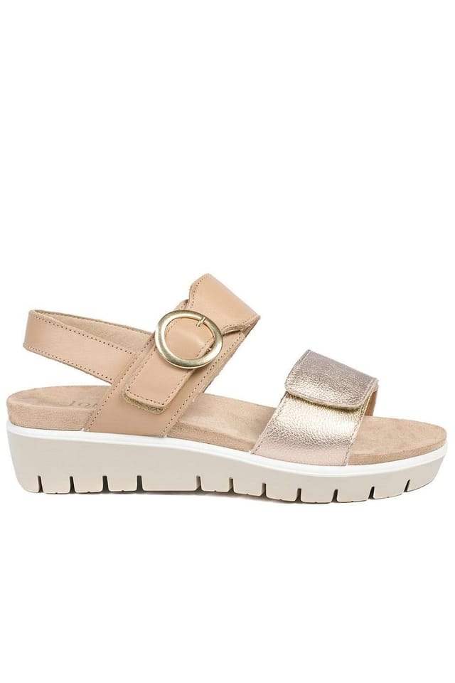 Jones Bootmaker Jones Bootmaker Women's Heloise Leather Wedge Sandals in Beige - 2