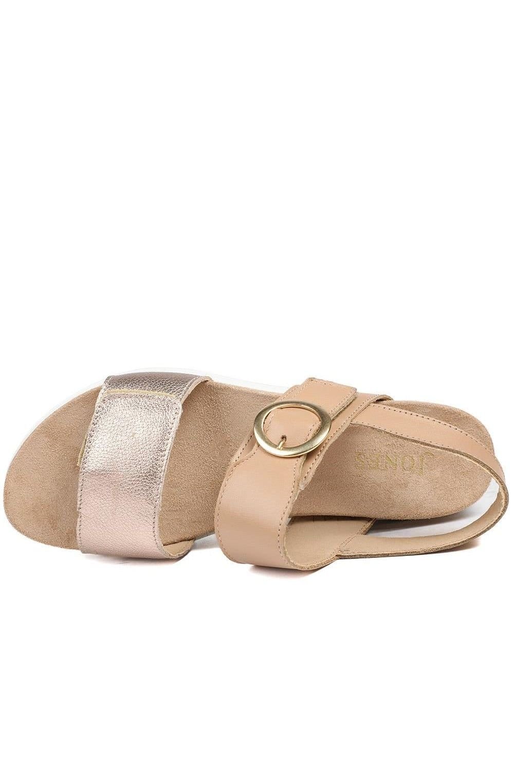 Jones Bootmaker Jones Bootmaker Women's Heloise Leather Wedge Sandals in Beige - 4