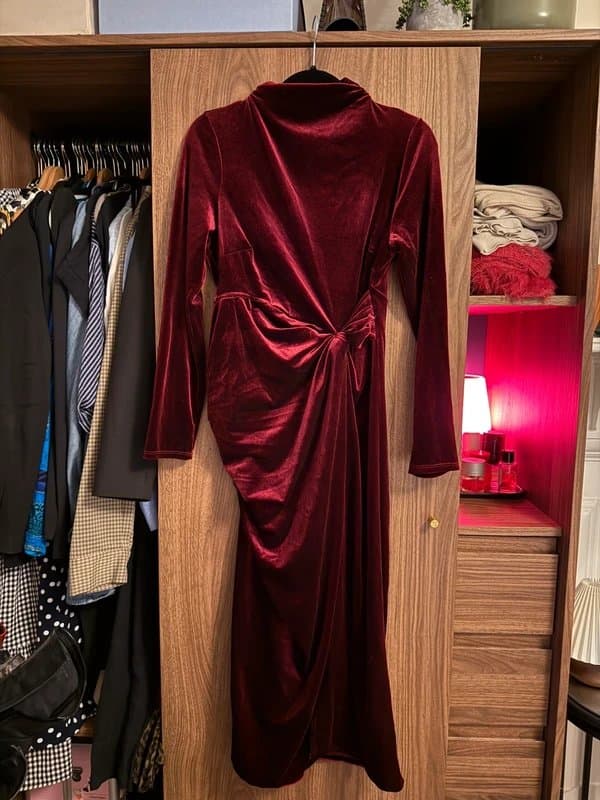 ASOS Design ASOS design size 16 red velvet maxi dress with slit