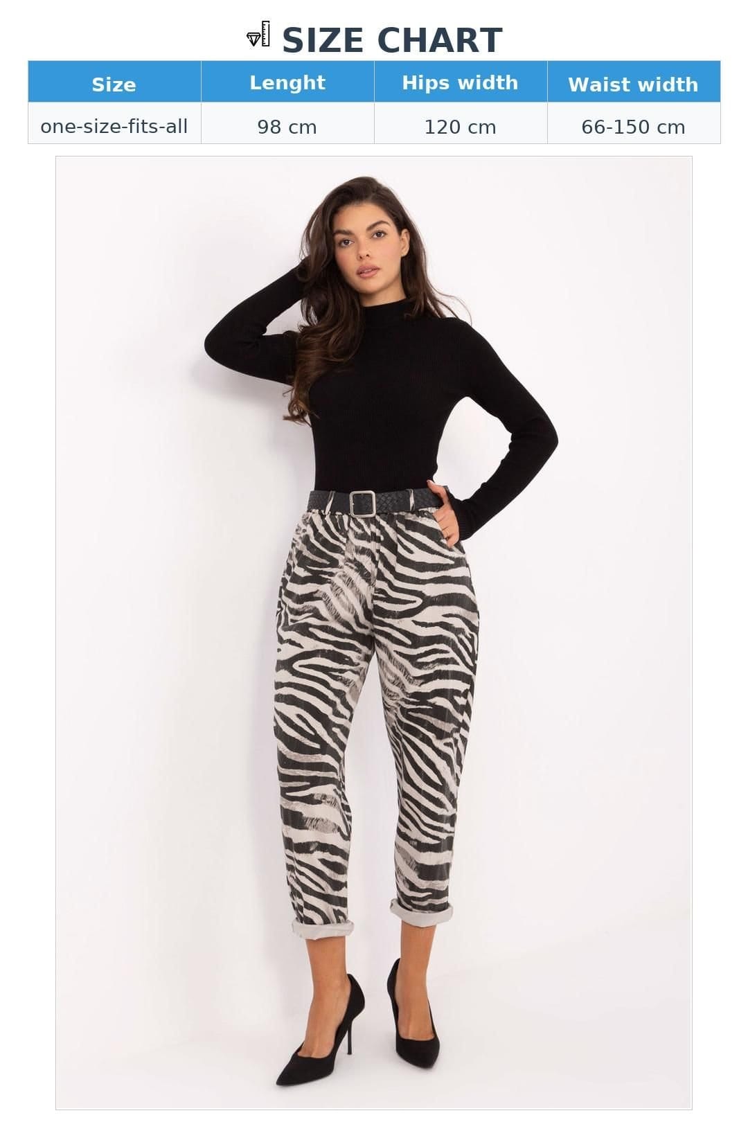 Love Lace Love Lace Women's Zebra Pattern High Waist Tapered Trousers in Beige - 4