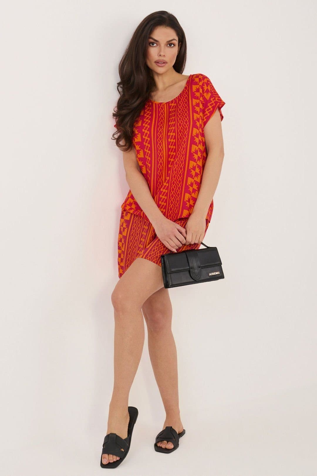 Love Lace Love Lace Women's Casual Viscose Short Sleeve Pattern Blouse in Red