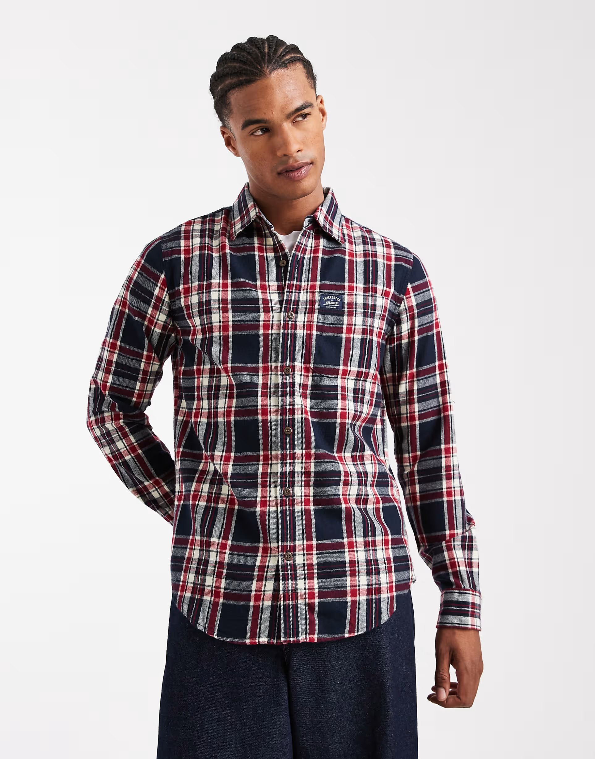 ASOS Superdry Long sleeve cotton lumberjack shirt in kansas check navy - 1