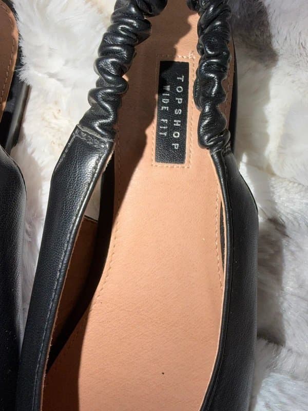 Topshop Topshop Wide Fit Black Pointed Toe Slingback Flats – UK 6 / EU 39