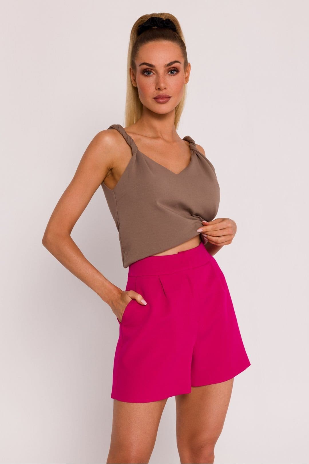 Love Lace Pink Tailored Padded Shorts with Side Pockets
