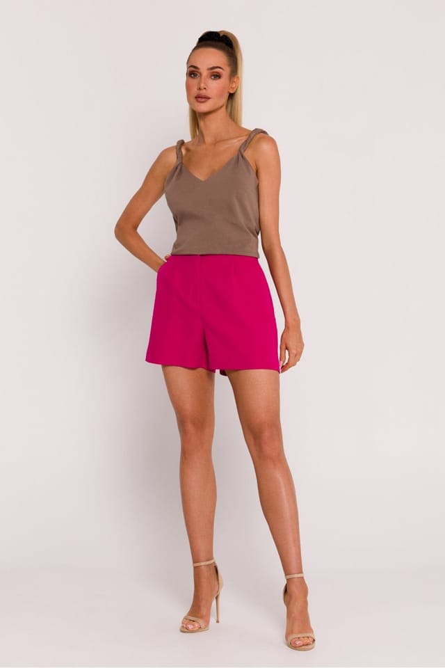 Love Lace Love Lace Women's Polish Padded Tailored Shorts with Side Pockets in Pink - 2