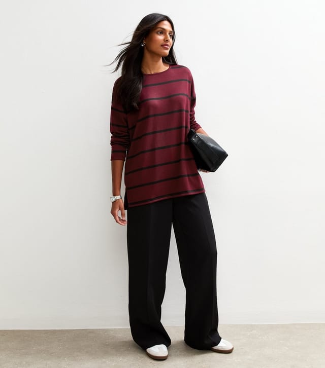 New Look Women's Red Soft Touch Striped Long Sleeve Top New Look - 3