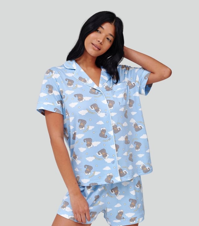 Loungeable Women's Blue Western Cat Print Short Sleeve Pyjama Set Loungeable New Look - 2