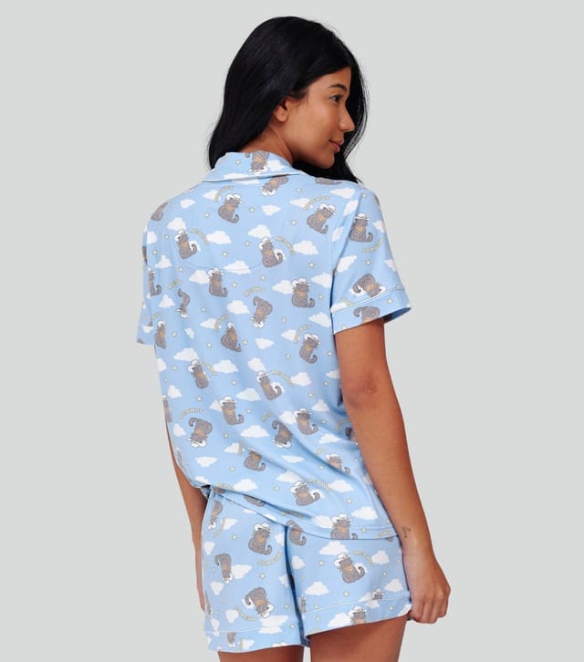 Loungeable Women's Blue Western Cat Print Short Sleeve Pyjama Set Loungeable New Look - 3