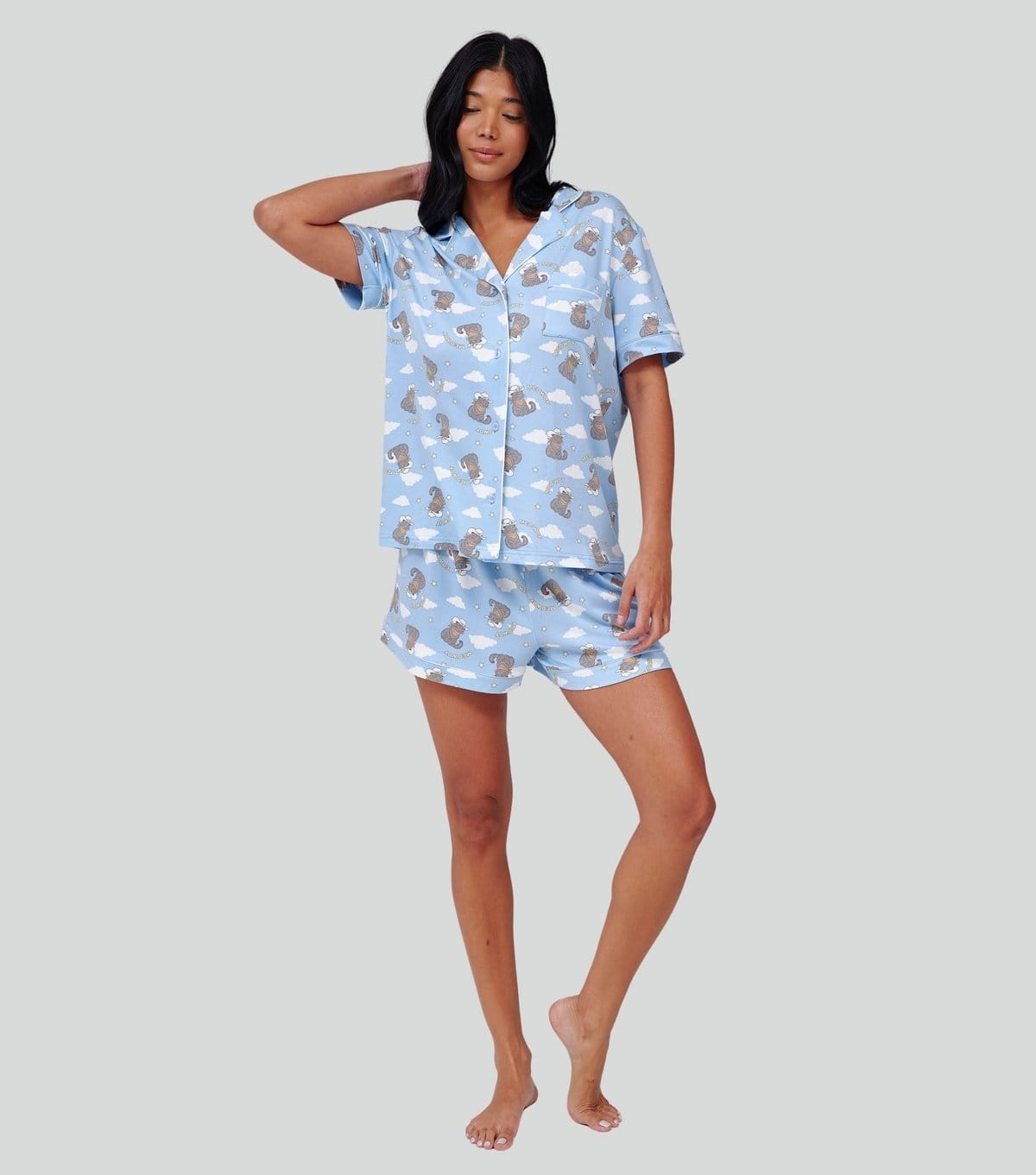 Loungeable Women's Blue Western Cat Print Short Sleeve Pyjama Set Loungeable New Look - 4