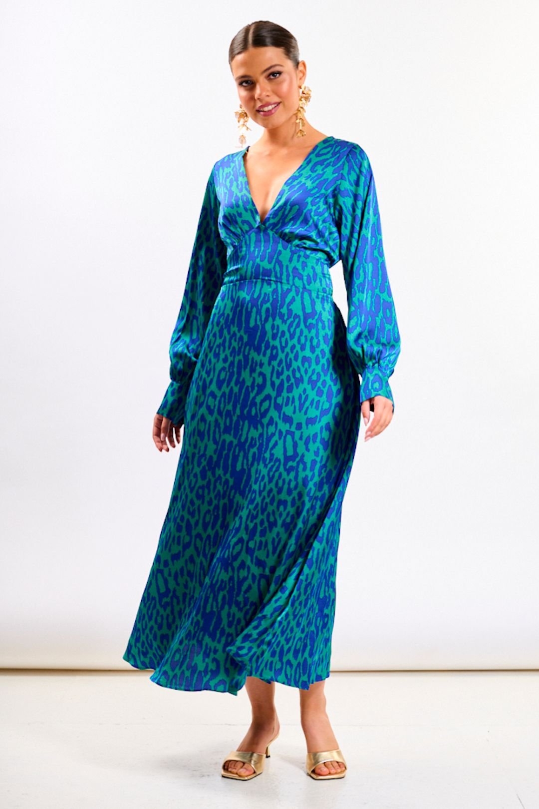 Needs No Label Needs No Label Women's Blue Leopard Printed Maxi Dress - 2
