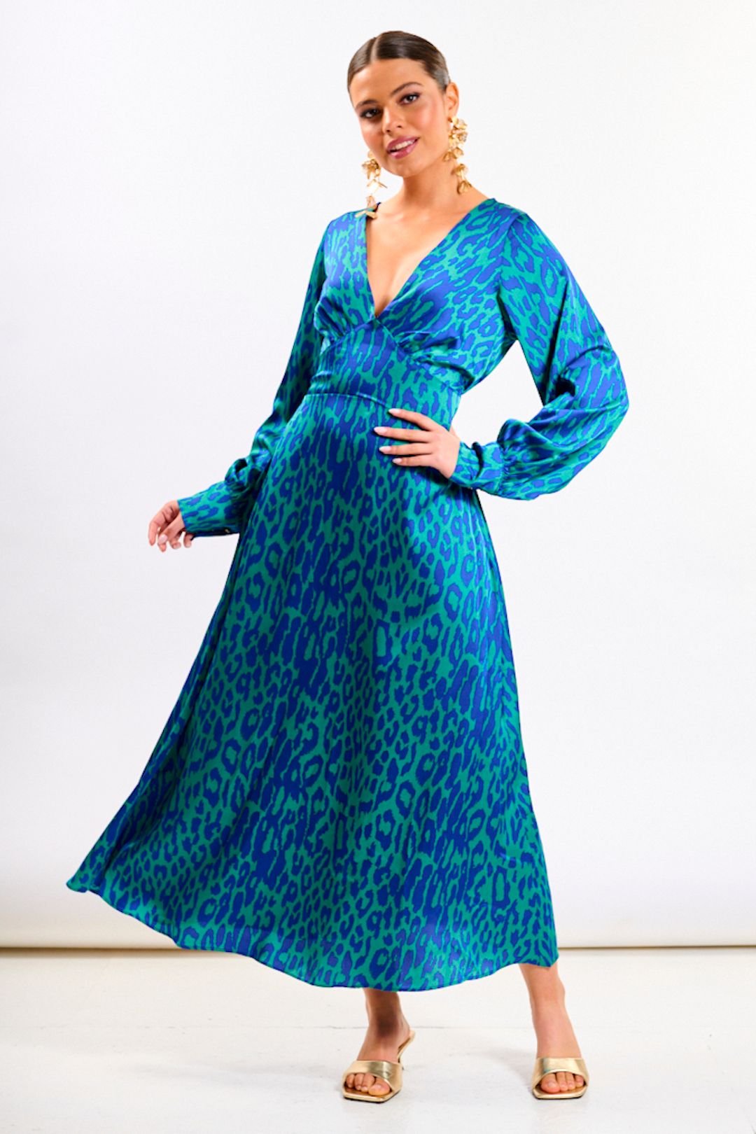 Needs No Label Needs No Label Women's Blue Leopard Printed Maxi Dress - 3