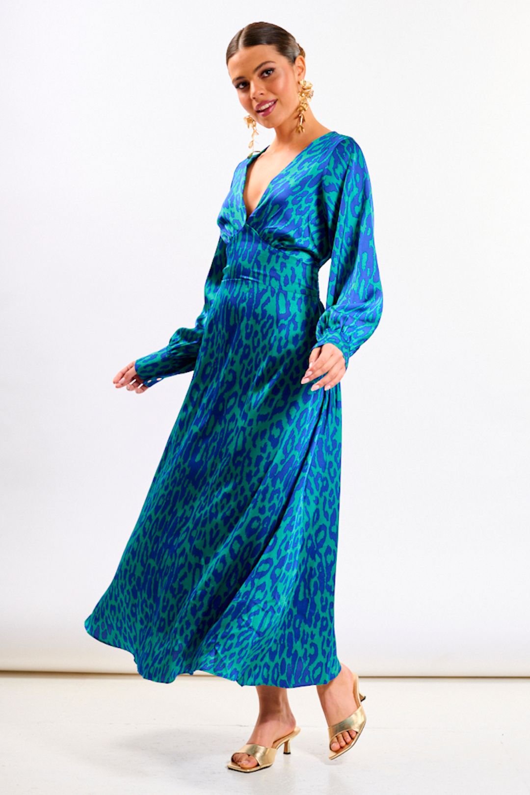 Needs No Label Needs No Label Women's Blue Leopard Printed Maxi Dress - 4