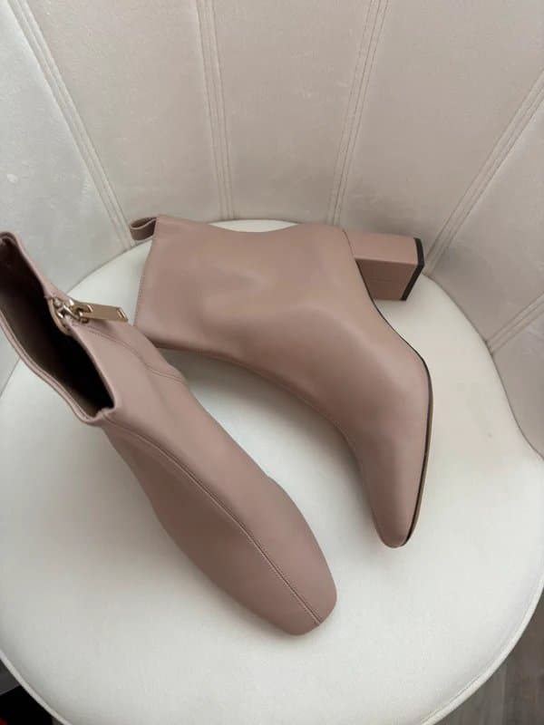 H&M H&M Nude Beige Block Heel Ankle Boots UK 6 EU39 Zip Faux Leather Minimalist Chic