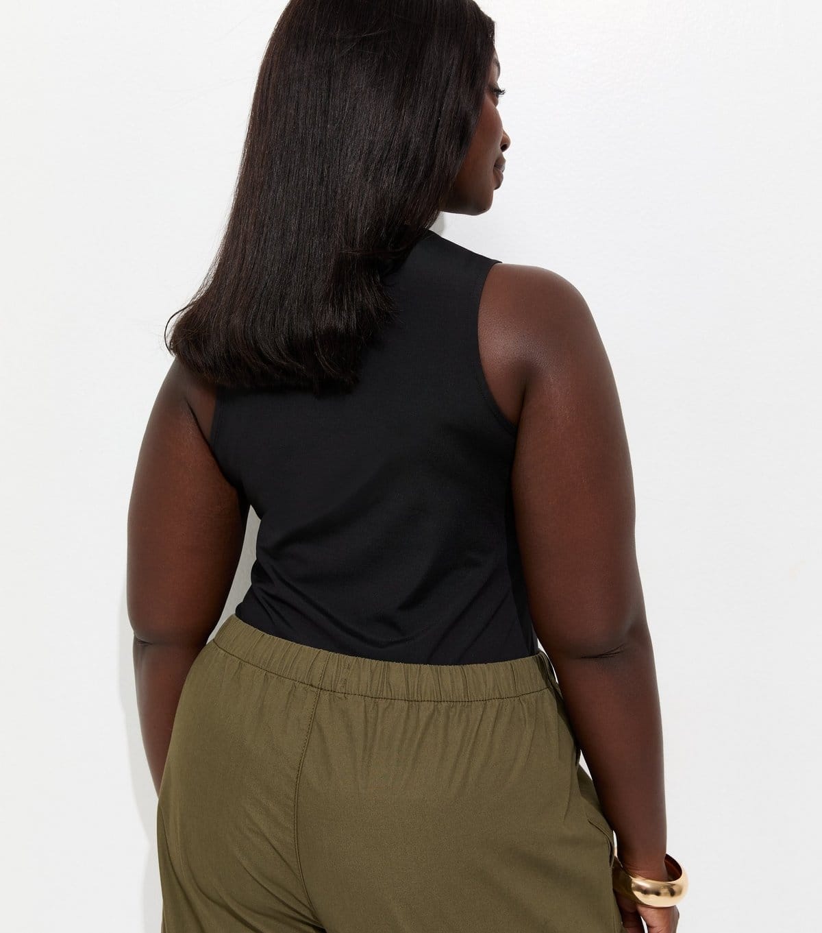 New Look Women's Plus Size Black Slinky Racerback Bodysuit Curves New Look - 4