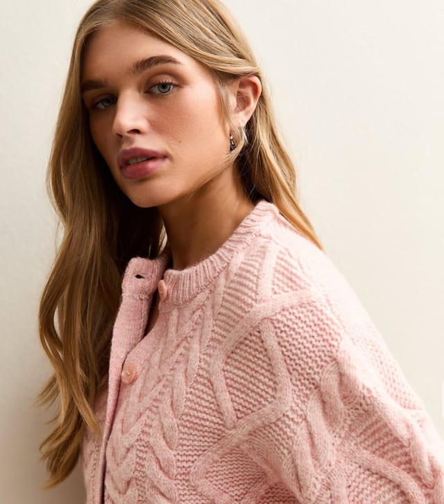 New Look Women's Pink Cable Knit Cardigan New Look - 3