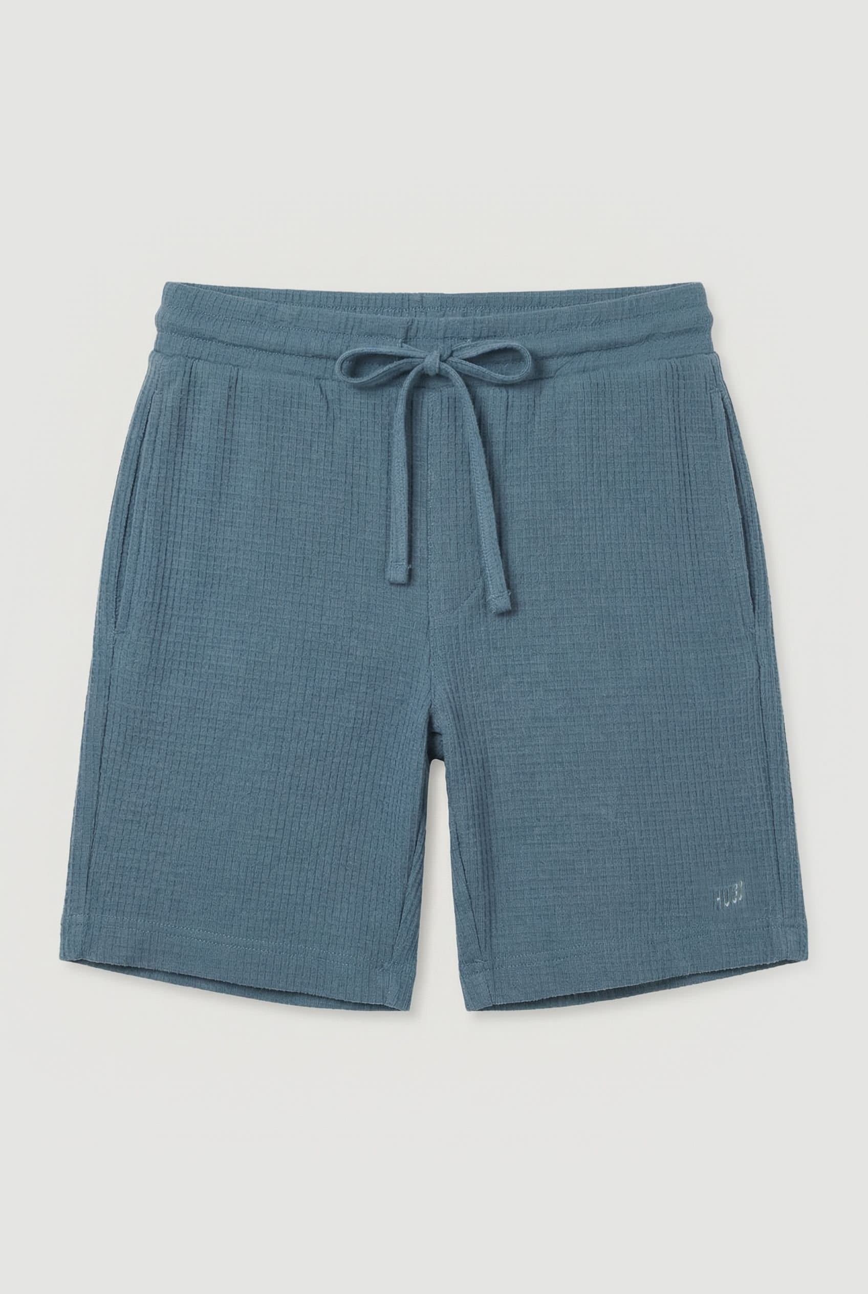 HUGO HUGO Men's Blue Ribbed Cotton Shorts