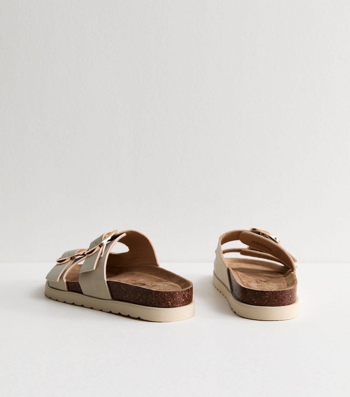 New Look Women's Off White Cork Sole Double Strap Mule Sandals Vegan New Look - 4