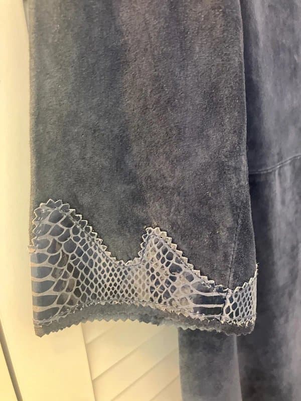 Topshop Kate Moss for Topshop Navy real leather vintage suede snakeskin mini shift dress