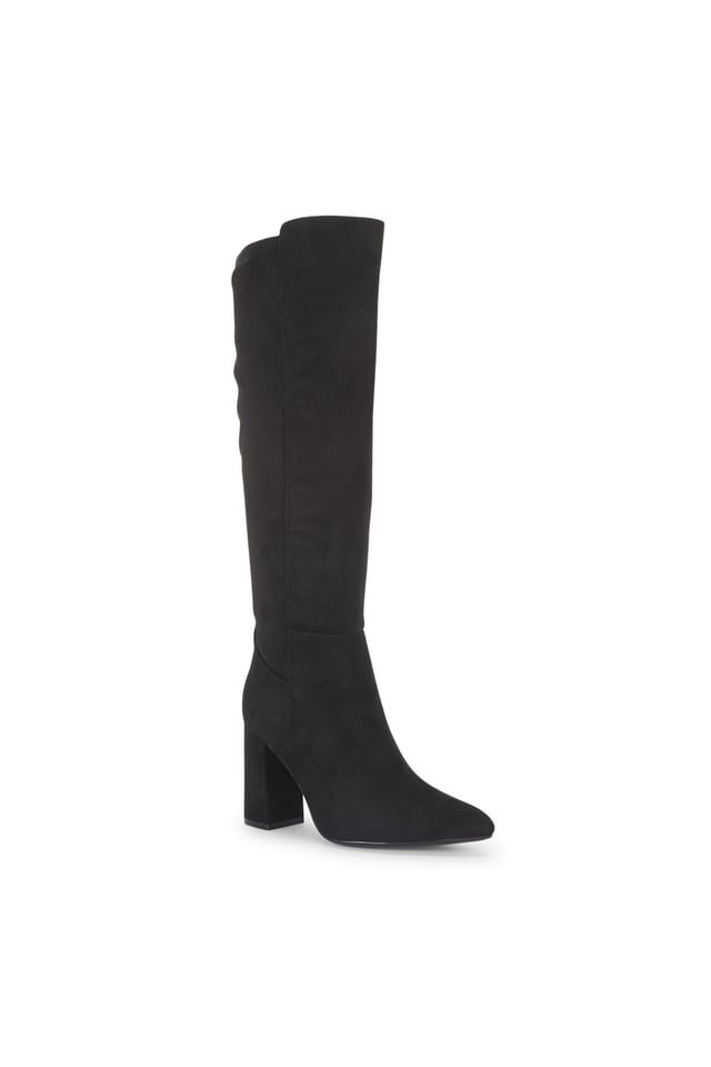 Truffle Collection Truffle Collection Women's Zip Pointed Toe Knee High Boots With Block Heel Zip Pointed Toe Shoes in True Black - 2