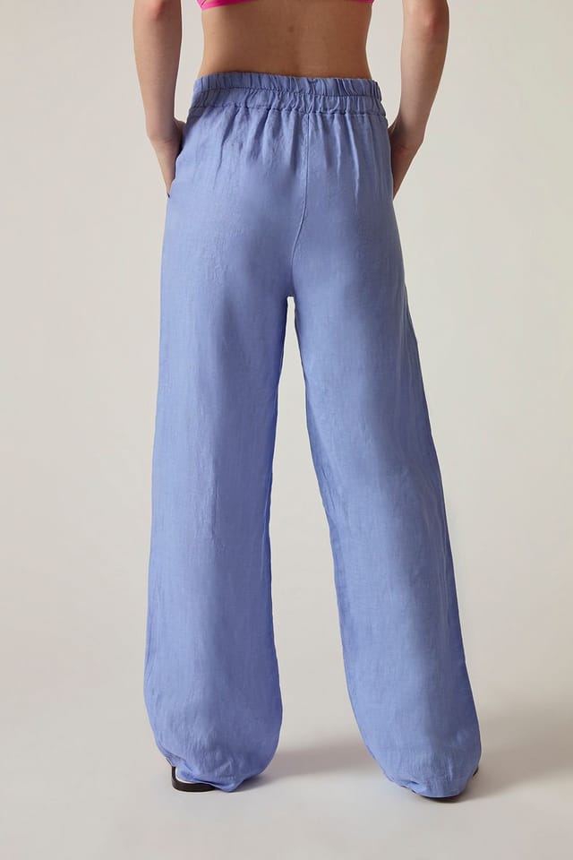 James Lakeland James Lakeland Women's Relaxed Blue Linen Trousers in Light Blue - 2