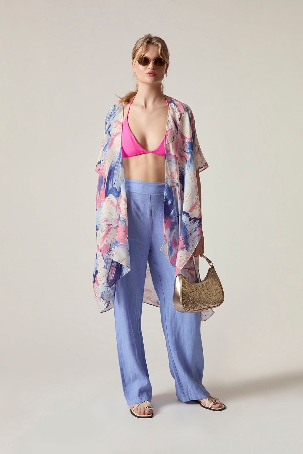 James Lakeland James Lakeland Women's Relaxed Blue Linen Trousers in Light Blue - 4