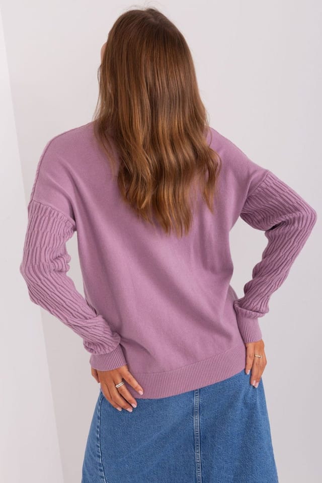 Love Lace Love Lace Women's Variegated Texture Round Neck Sweater Style 185719 in Violet - 3