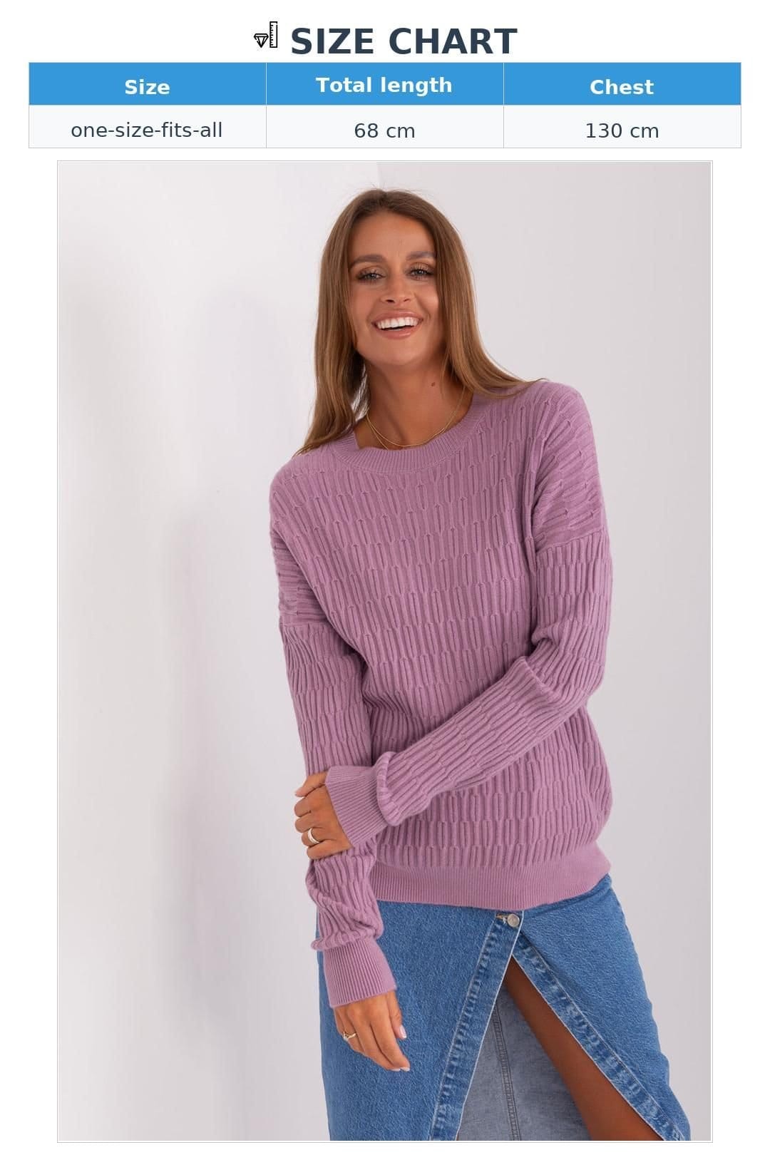 Love Lace Love Lace Women's Variegated Texture Round Neck Sweater Style 185719 in Violet - 4