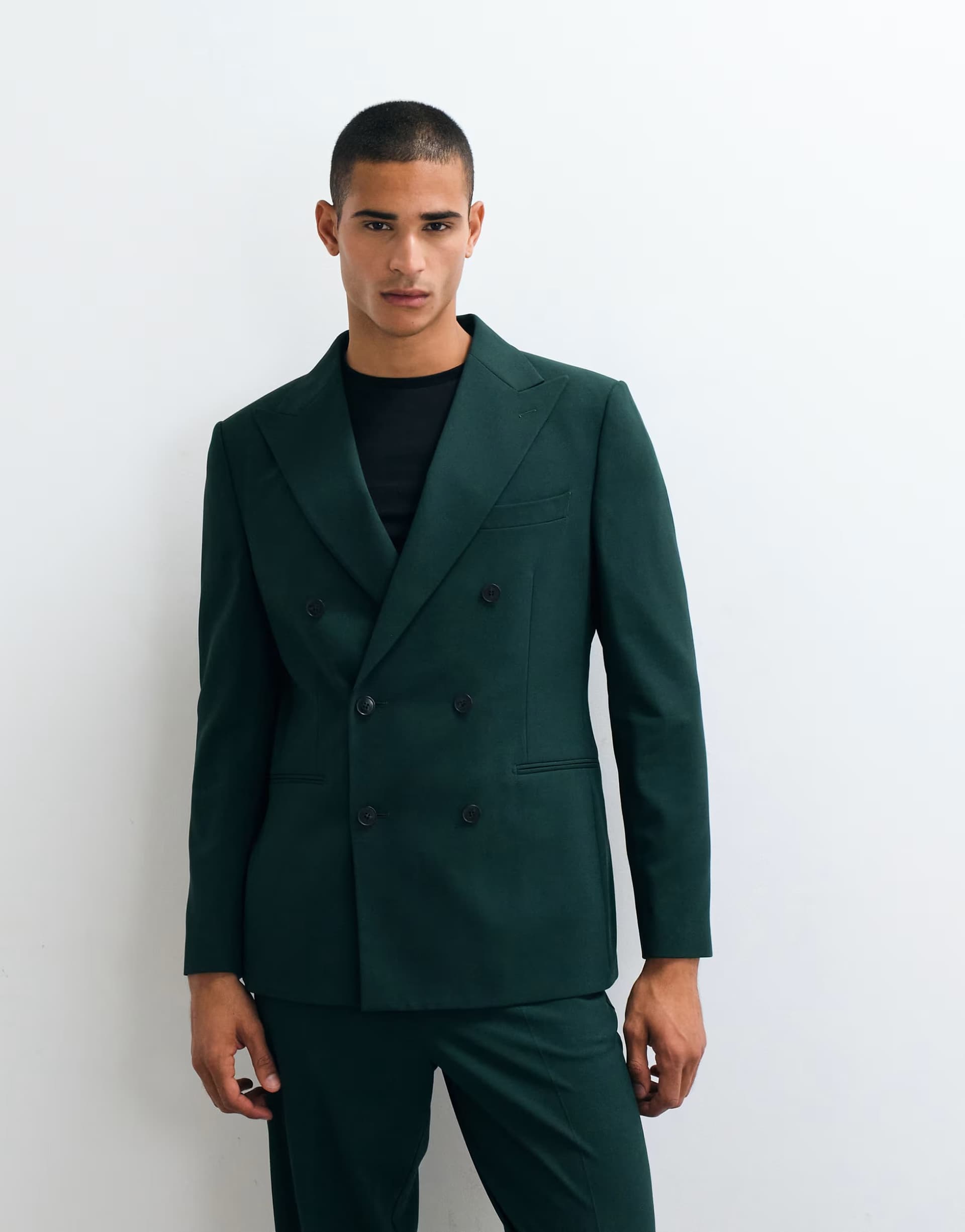 ASOS ASOS DESIGN regular double breasted suit blazer in dark green