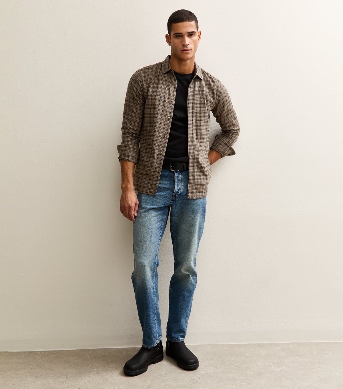 Only and Sons Men's Brown Regular Long Sleeve Checked Shirt Only and Sons New Look - 4