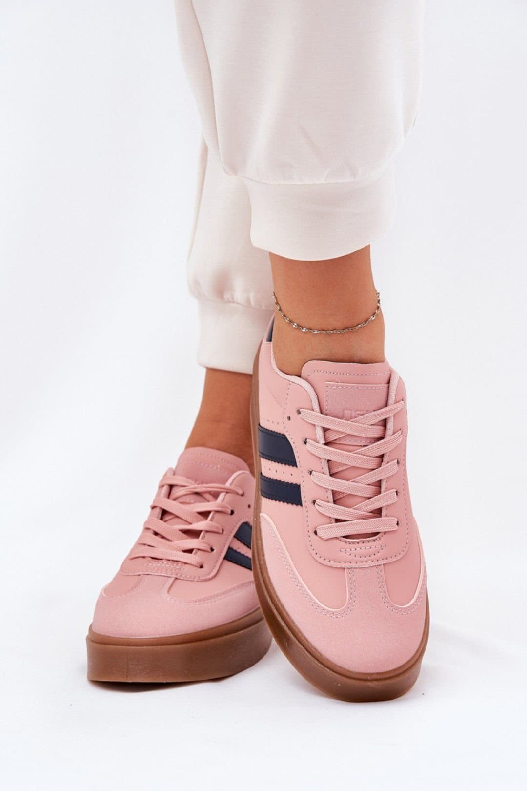 Love Lace Love Lace Women's Platform Sneakers Rounded Toe Comfort Cushioned Slip On in Pink