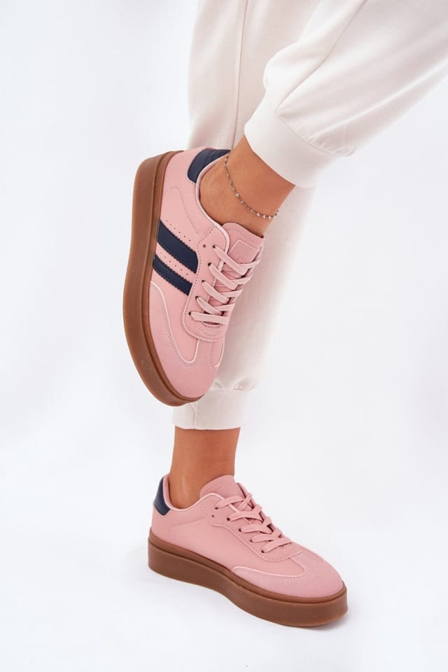 Love Lace Love Lace Women's Platform Sneakers Rounded Toe Comfort Cushioned Slip On in Pink - 3