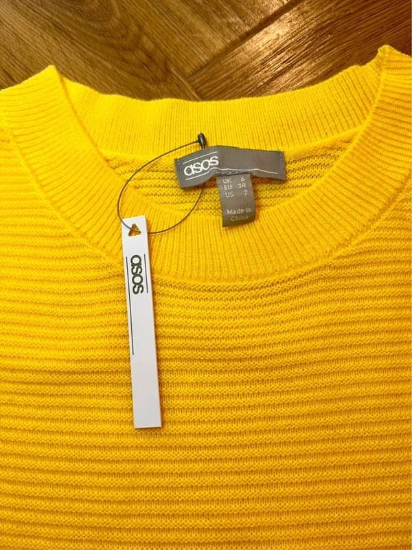 ASOS ASOS Yellow Jumper Size 6 Ripple Stitch Oversized
