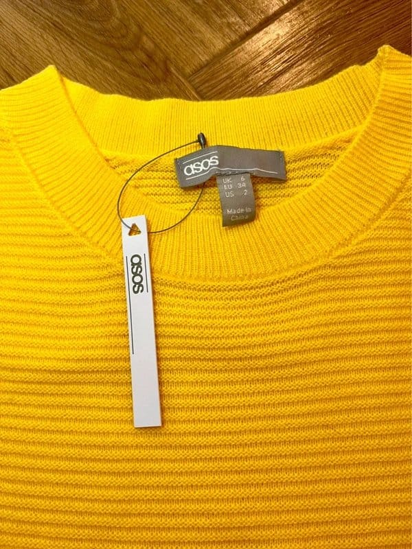 ASOS Yellow Oversized Ripple Stitch Jumper