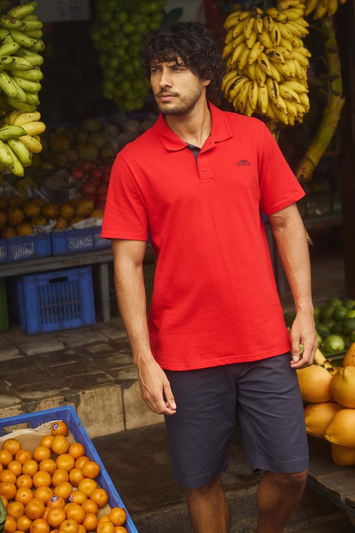 Weird Fish Weird Fish Men's Miles Pique Polo Shirt in Scarlet