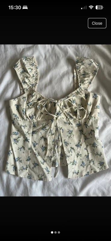 Bershka Milkmaid tie up floral print top