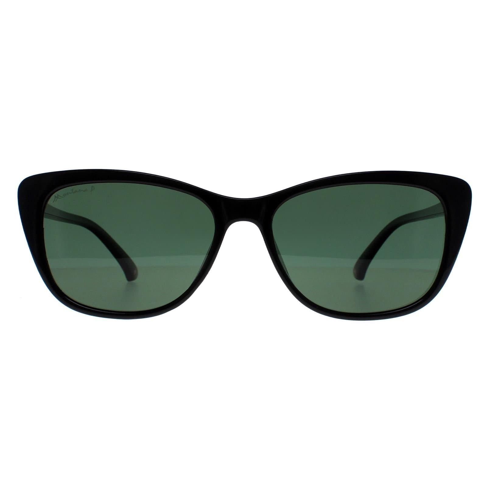 montana montana Women's Cat Eye Black G15 Green Polarized MP42
