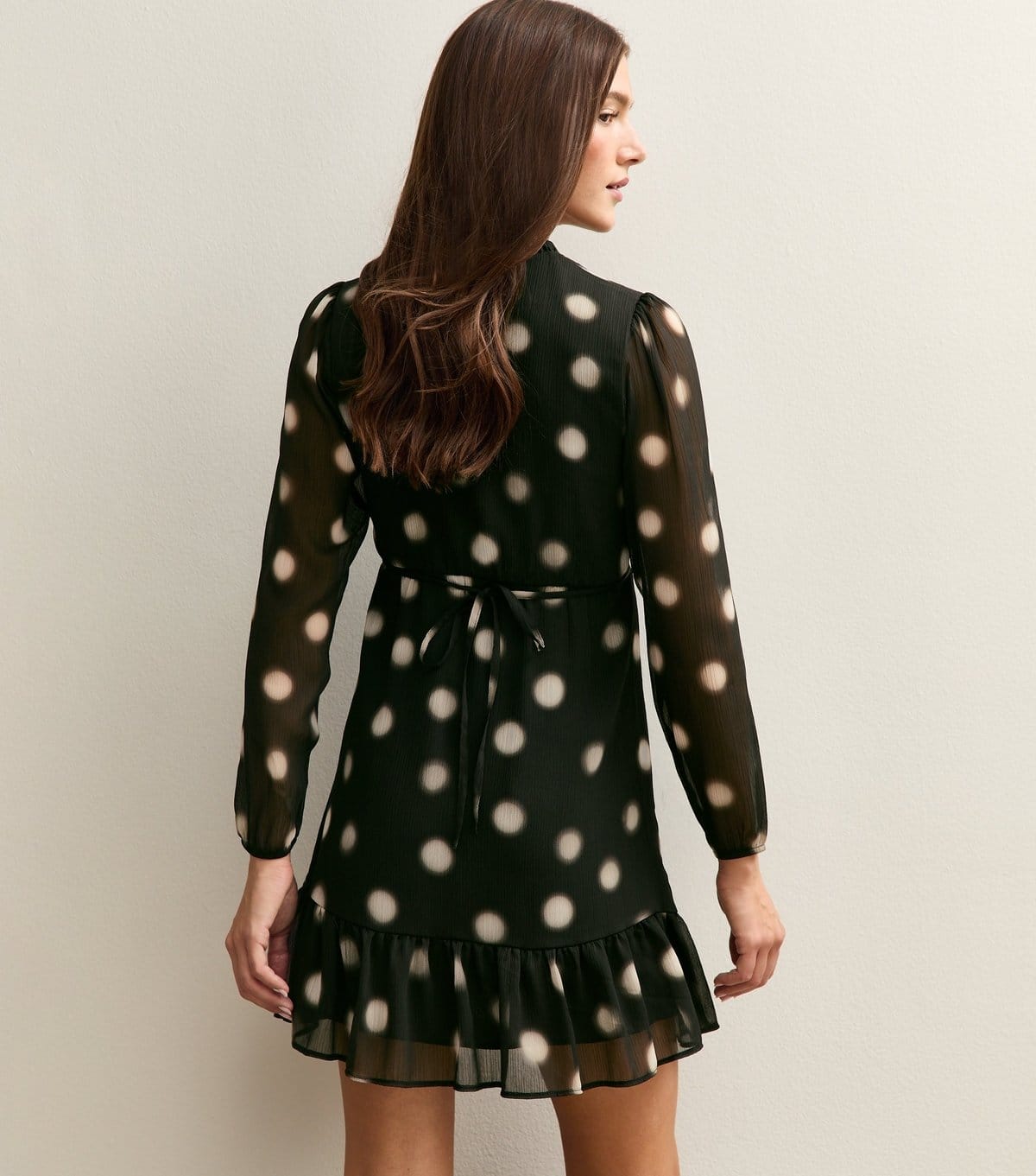 New Look Women's Black Chiffon Polka Dot Mini Dress New Look - 4