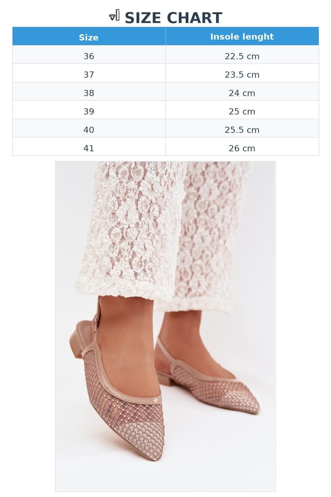 Love Lace Love Lace Women's Mesh Ballet Flats Pointed Toe Buckle Comfort Zirconia in Beige - 4