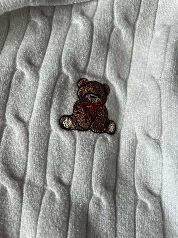 Bershka Collared Bershka cropped jumper with teddy bear embroidery