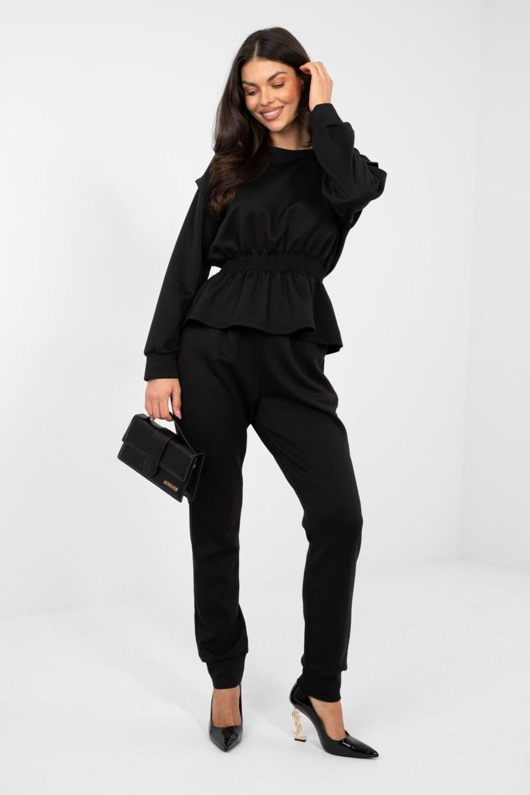 Love Lace Love Lace Women's Minimalist Sweatshirt & High Waist Trouser Set in Black