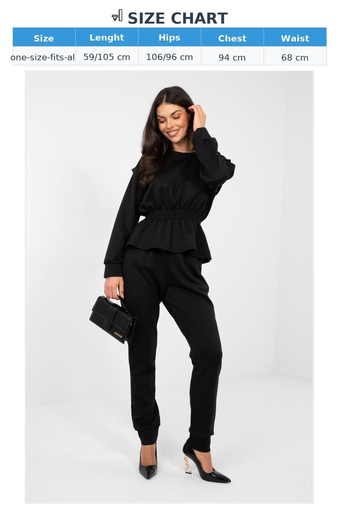 Love Lace Love Lace Women's Minimalist Sweatshirt & High Waist Trouser Set in Black - 4