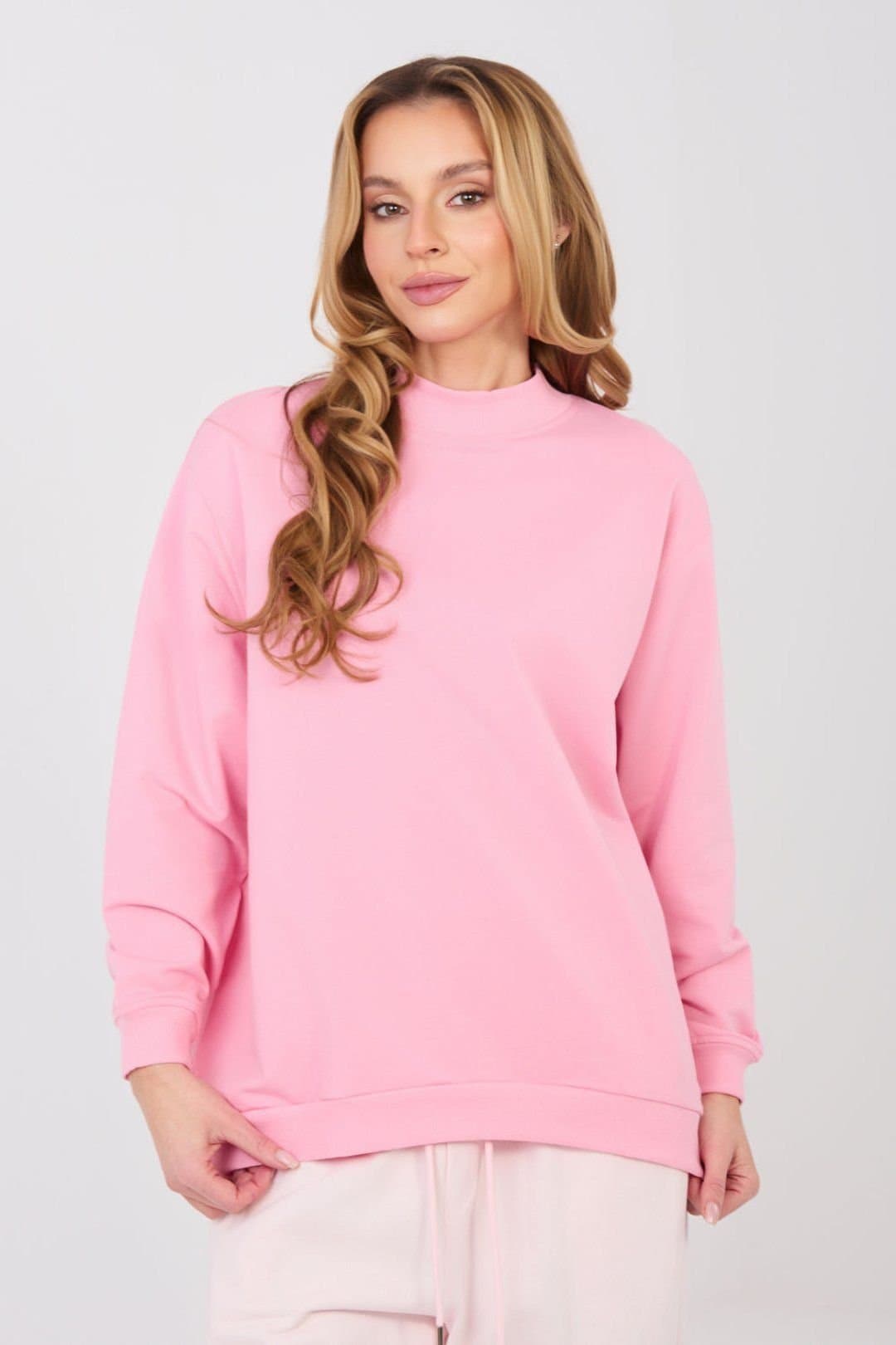 Love Lace Love Lace Pink Cotton Elastane Collar Sweatshirt