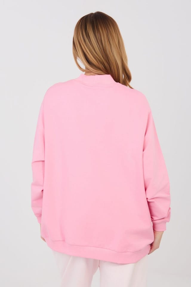 Love Lace Love Lace Women's Cotton Elastane Collar Sweatshirt Long Sleeve in Pink - 3